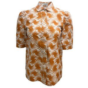 Dries Van Noten Marigold Short Sleeved Abstract Printed Button-down Blouse